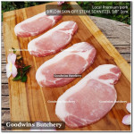 Pork Karbonat Has Luar SIRLOIN SKIN OFF frozen Local Premium STEAK SCHNITZEL 3/8"1cm (price/pack 650g 4pcs)